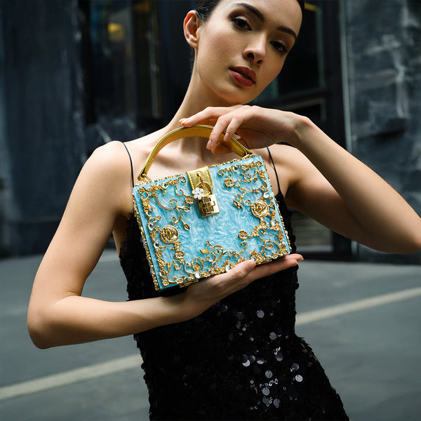 Acrylic Box Handbag - Sky Blue