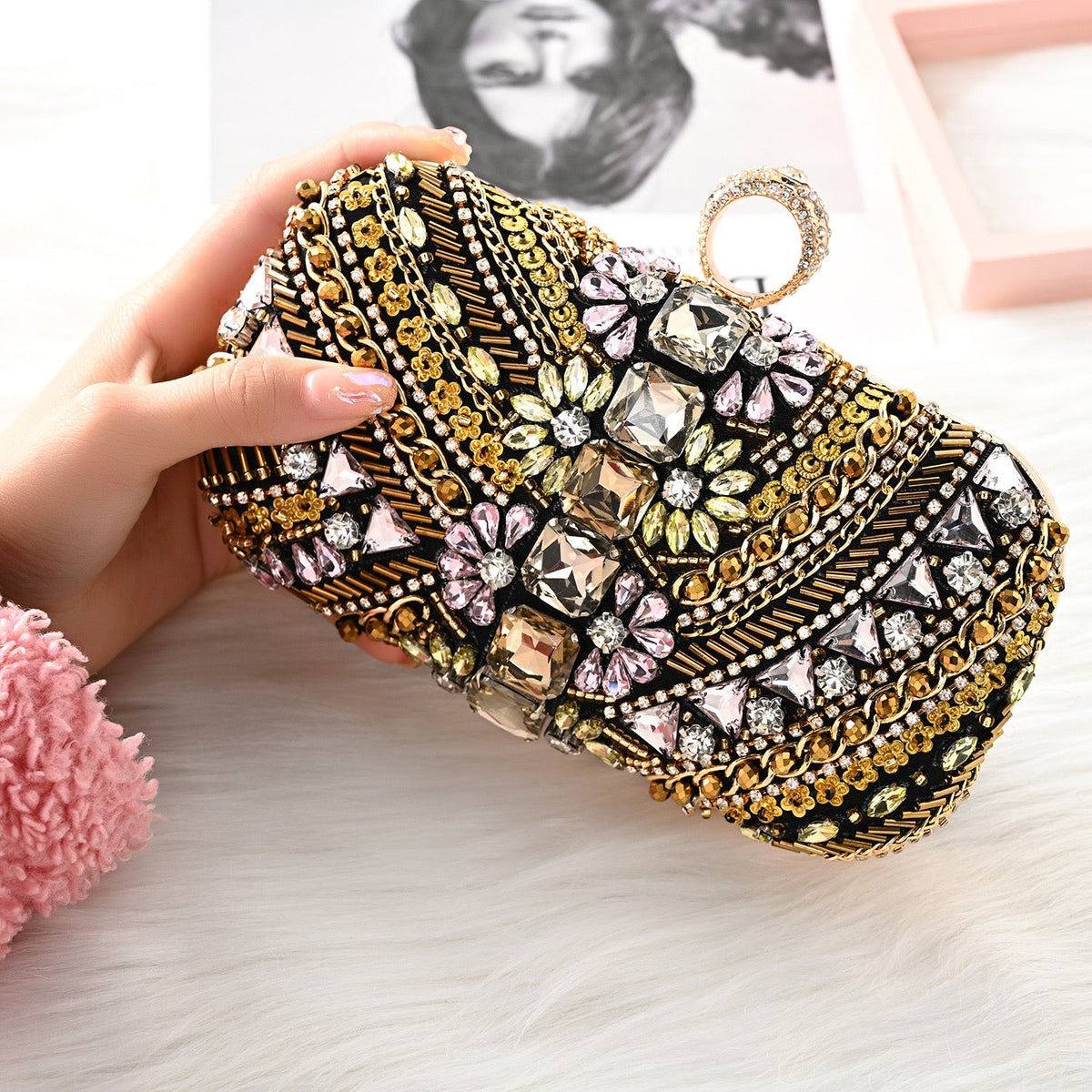 Cynthia Beaded Embroidery Clutch Bag