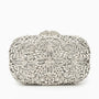 Athena Flower Rhinestones Clutch Bag - Silver