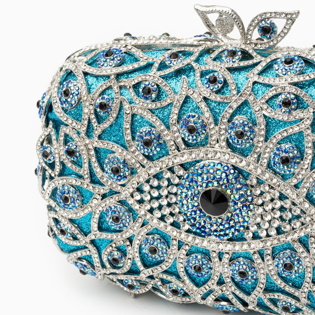 Crystal Evil Eye Clutch Bag - Sky Blue