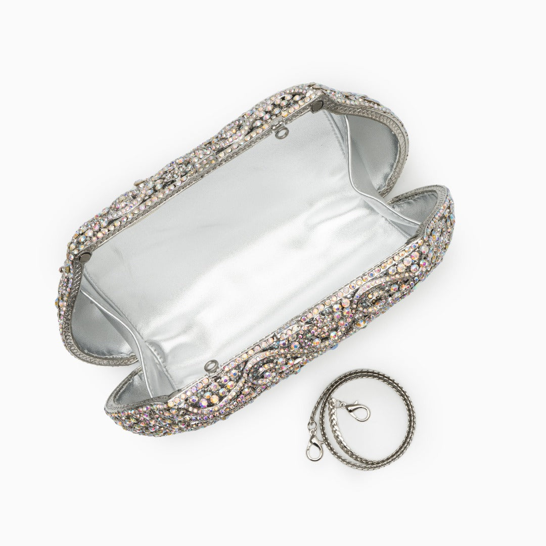 Juliet Rhinestones Clutch Bag - Silver