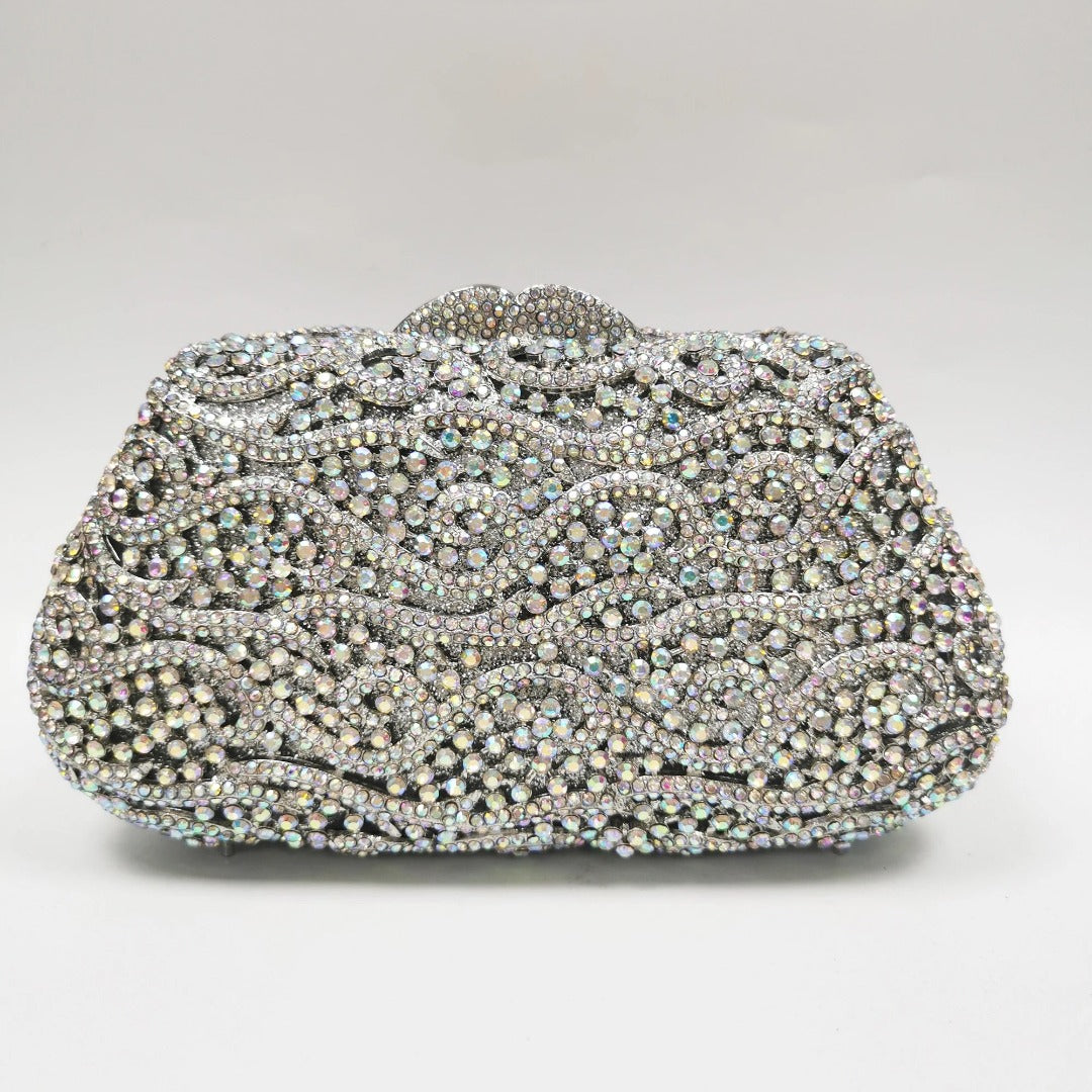 Juliet Rhinestones Clutch Bag - Silver