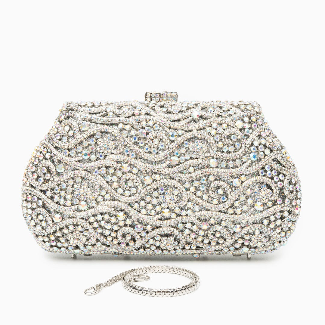 Juliet Rhinestones Clutch Bag - Silver