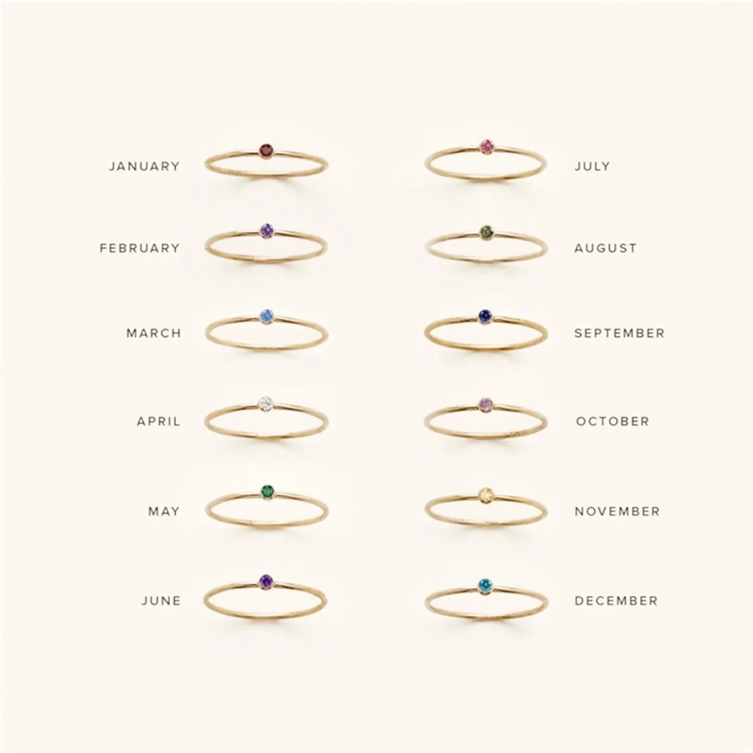 Anel empilhador Amelia Birthstone 5