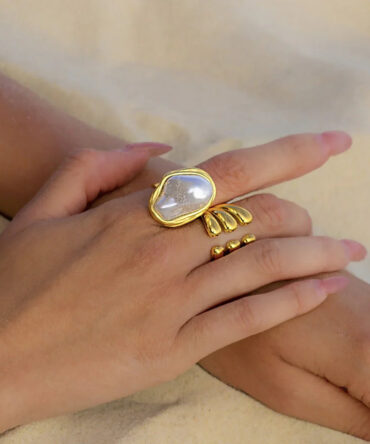 Anel de pérola de ouro Charis 2