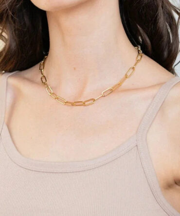 Colar com corrente de clipe de papel Ria Gold 2