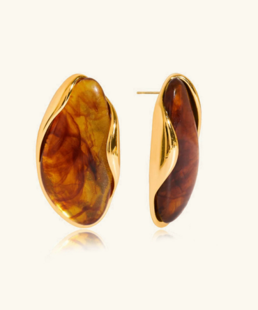 Brincos de pedras preciosas polidas Amelise 1