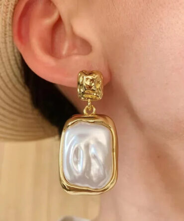 Brincos de ardósia com pérolas de água doce Brittany 2