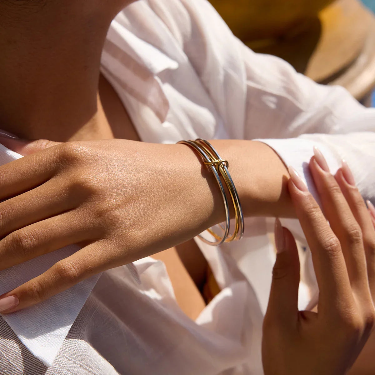 Pulseira empilhada de dois tons Romina 4