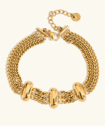 Pulseira de ouro com corrente em camadas Kathleen 1