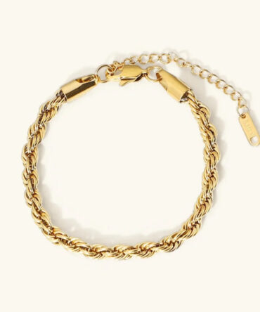 Pulseira de ouro com corrente de corda Clara